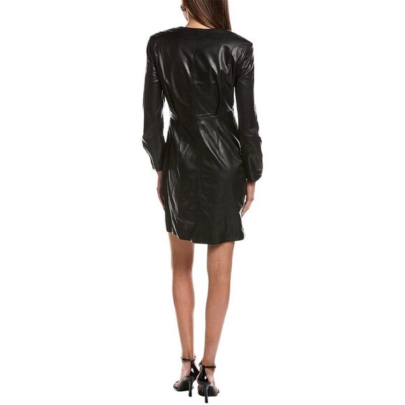 Iro Womens Enali Leather Mini Dress, Black - Picture 2 of 3
